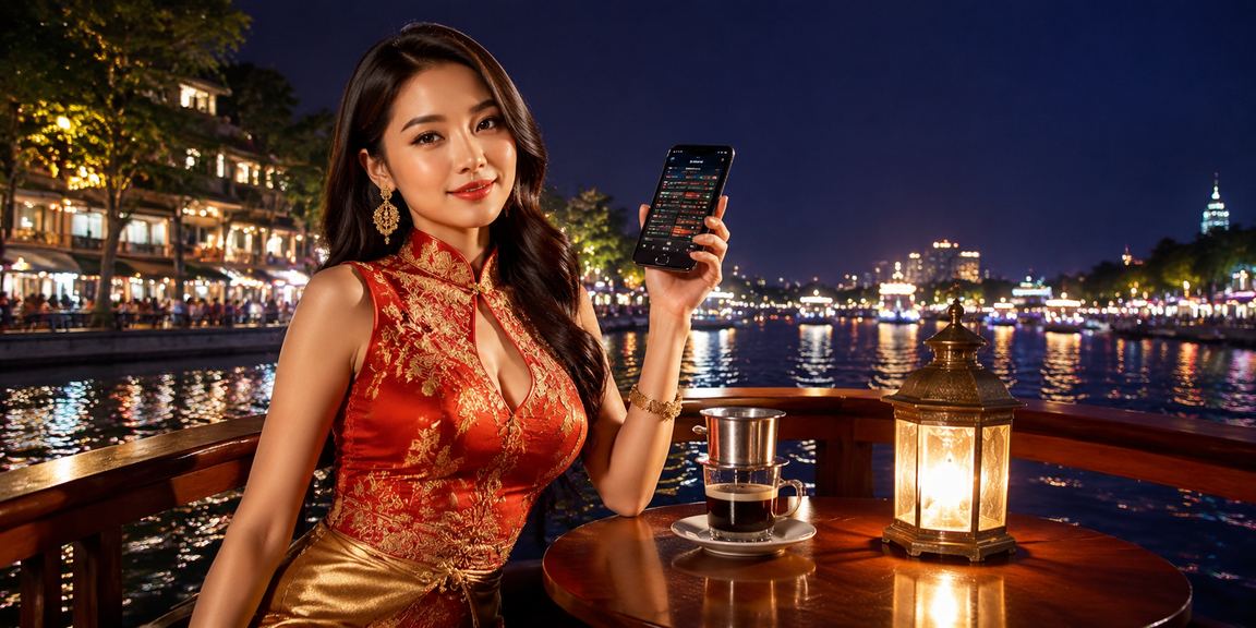 Người dùng tại Hà Nội xem câu hỏi hỗ trợ trên điện thoại trong quán cà phê