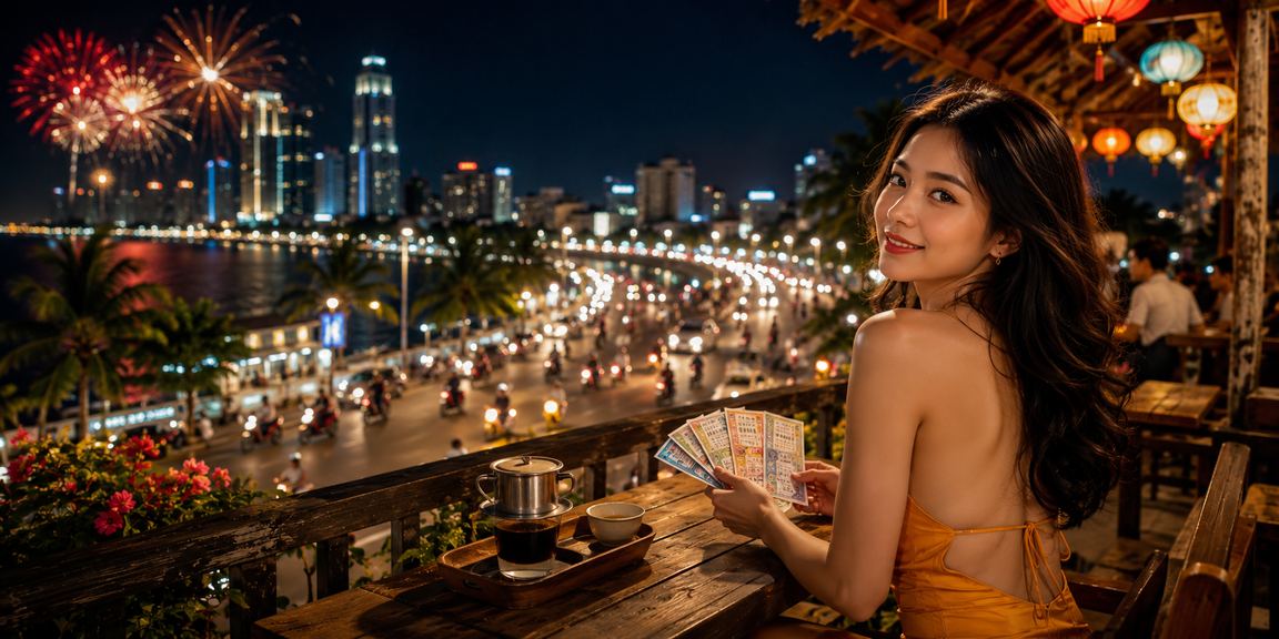 TP Hồ Chí Minh và cà phê minh họa người dùng xem dữ liệu sự kiện buổi tối